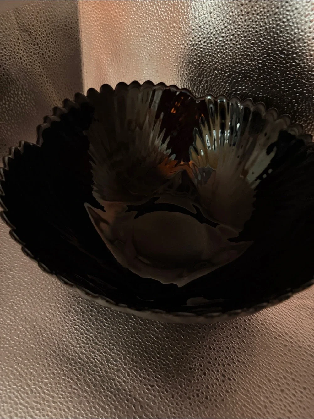 Vintage Arcorcoc Black Glass Seashell Serving Dish Made in France